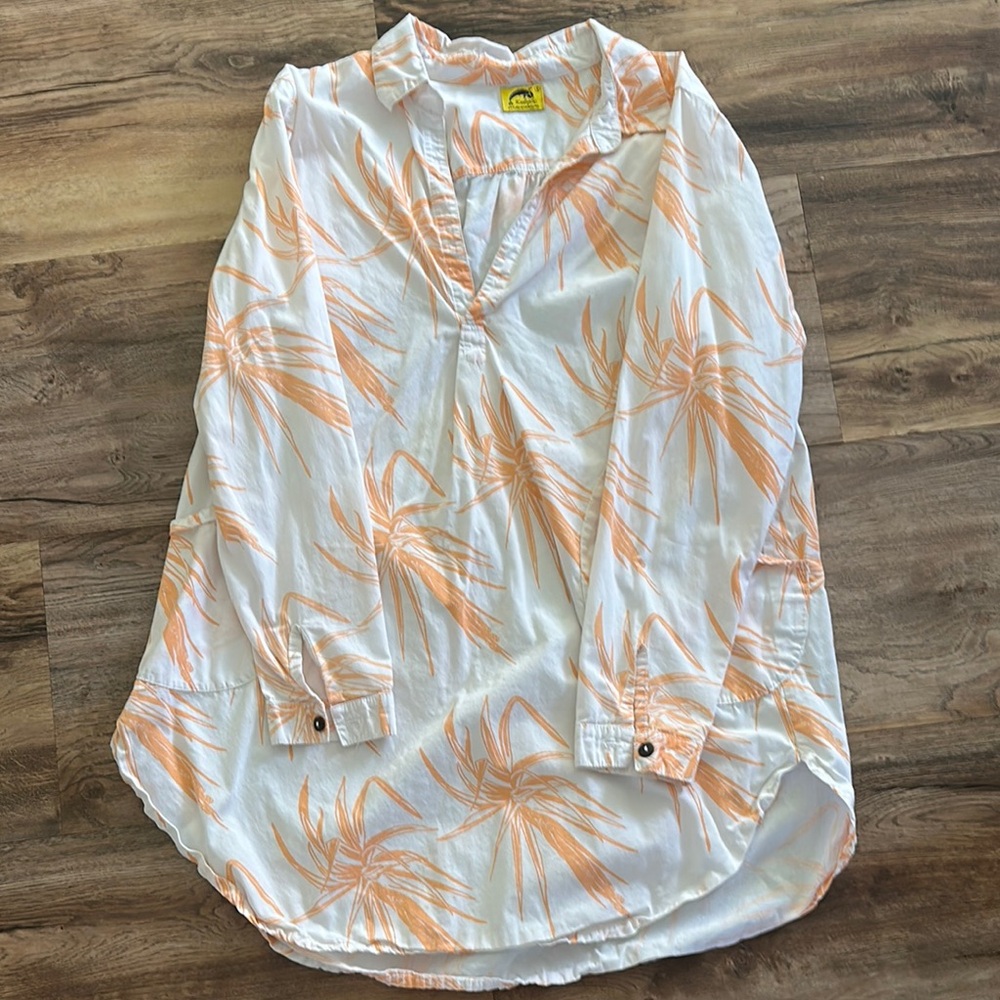 Orange and White Button Down Shirt